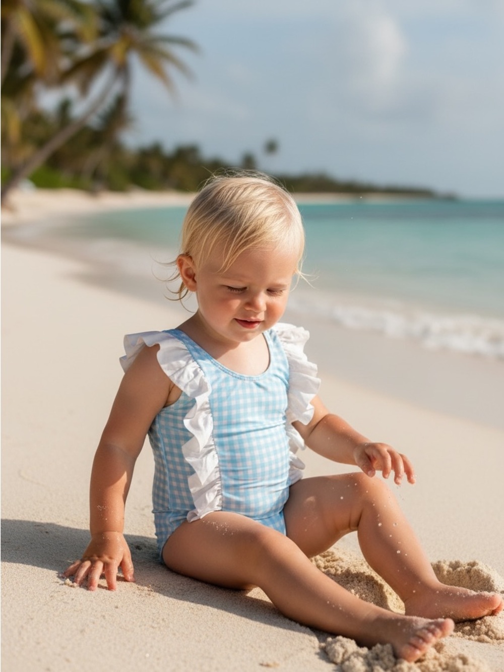 Planet Sea Baby Girl Gingham One Piece Swim Suit -18M